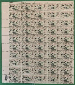 Scott 1318 Plant for More Beautiful America Sheet of Fifty 5 Cent Stamps , 1966