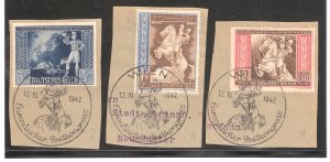 Germany Scott # B209-B211 First Day Stamps Cancelation on Peace October 12, 1942