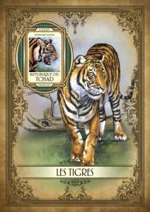 TCHAD CHAD 2017 SHEET TIGERS WILD CATS FELINES WILDLIFE tch17116b