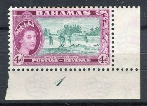 BAHAMAS; 1950s early QEII Pictorial issue fine lovely Mint CORNER 4d. value