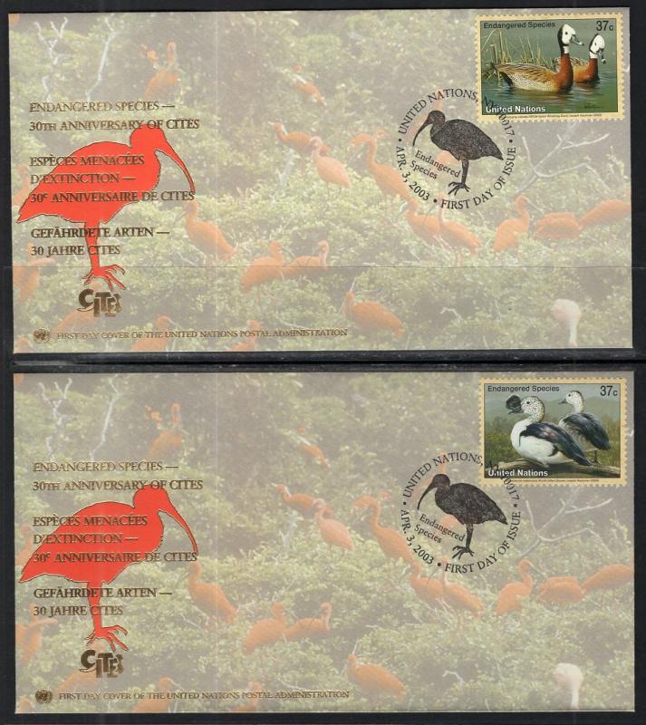 UN New York 842-845 Birds UN Postal Administration Set of Four U/A FDCs