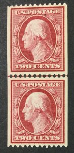 MOMEN: US STAMPS #349 LINE PAIR MINT OG NH LOT #46092