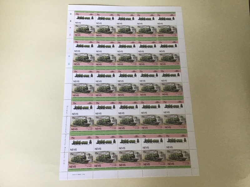 Nevis Nord L’Outrance  Railway Locomotive Train MNH full  stamps sheet 49527