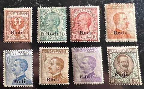 Italian Offices Agean Isl. Rodi Scott# 1-3,6-9,11 Unused Avg/F H Cat $19.95+