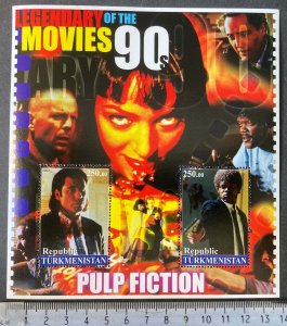 Turkmenistan 2002 Pulp fiction travolta willis ryder jackson cinema sheet MNH 