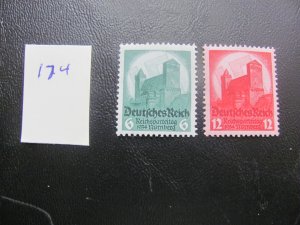 GERMANY 1934 MINT  NEVER HINGED SC 442-443 SET XF 85   (174)