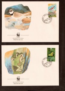 1989    LIECHTENSTEIN  -  SET OF 4 WORLD WILDLIFE FUND FDCs