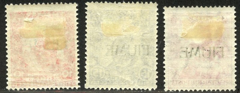 Fiume Scott B1-B3 Unused FHOG - First Semi-Postals Complete Set - SCV $30.50