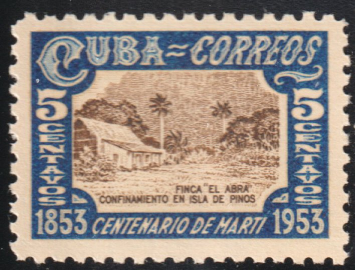 ​1953 Cuba Stamps Sc 504 Marti El Abra Ranch Isle of Pines MNH