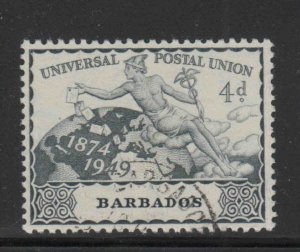 BARBADOS #214  1949  1sh  UPU  ISSIE      USED F-VF