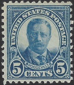 US Scott #557 MNH OG VF, 1922 5 Cent Roosevelt, Gum Slightly Disturbed