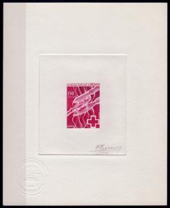 Benin 1977 Sc#380/1 RED CROSS/LISTER 2  DIE PROOFS AUTOGRAPHED BY DESIGNER