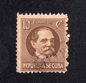 Cuba 1927 10c yellow brown Palma, Scott 278 used, value = 70c