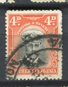 RHODESIA; 1913-22 early GV Admiral issue used Shade of 4d. value