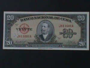 ​CUBA-1958 NATIONAL BANK OF CUBA-$20 PESO-LT.CIR-VF-66 YEARS OLD-LAST ONE