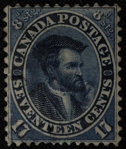 Canada #19 Jacques Cartier  17c Postage Blue First Cents Issue 1859 Used