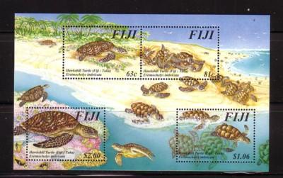 Fiji Sc792 1997 Hawksbill Turtle stamp souvenir sheet