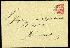 Germany 1901 Southwest Africa 10pf Carmine Yacht Unwmk Scott 15 Cover F701