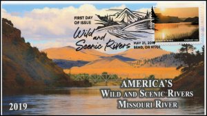 19-102, 2019, Wild and Scenic Rivers, Pictorial Postmark, FDC, Missouri River