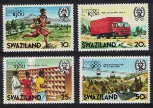 Swaziland Postman Mail Truck Cable Post 4v 1980 MNH SG#355-358