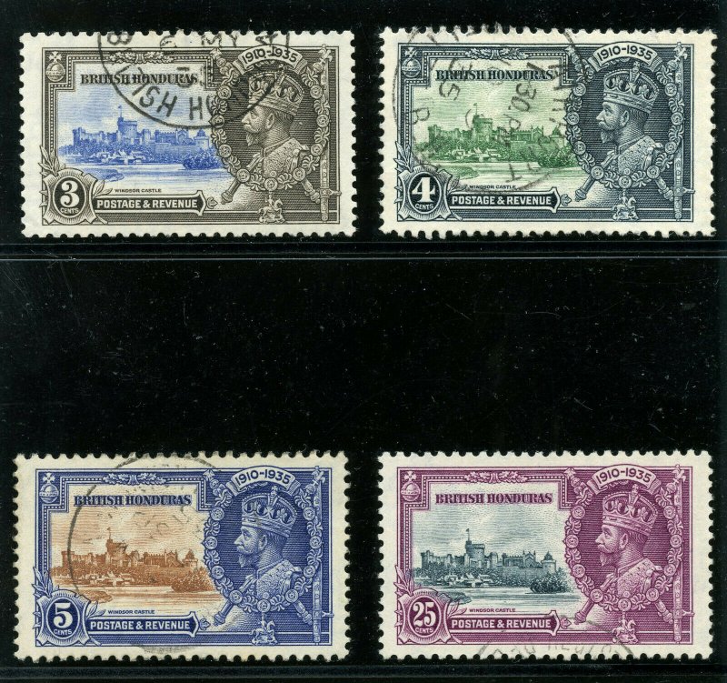 British Honduras 1935 KGV Silver Jubilee set complete VFU. SG 143-146.