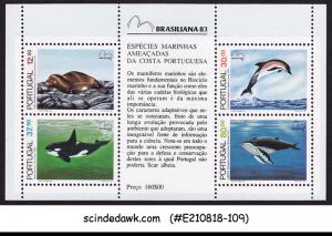 PORTUGAL - 1983 BRASILIANA 83 / MARINE LIFE / FISH DOLPHIN MIN/SHT MNH