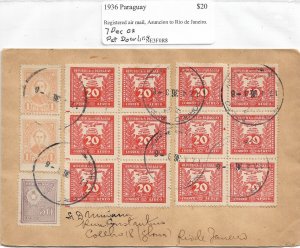 Paraguay, 1936 Asuncion to Rio De Janeiro, Brazil Registered (53845)