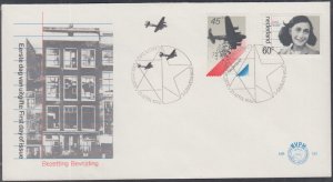 NETHERLANDS Sc # 597-8 FDC 35th ANN LIBERATION of the CAMPS, with ANNE FRANK