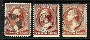 Three US Scott #210 w/Attractive Selected 1800s Fancy Cancels...[KN]