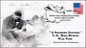 18-313, 2018, Soldier Mail, Pictorial, Postmark, Spokane Valley WA, Event Cover