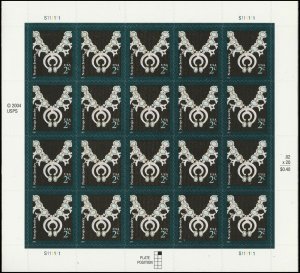 US 3753 American Design Navajo Jewelry 2c sheet S111111 (20 stamps) MNH 2007