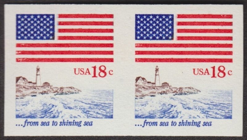 1981 IMPERF PAIR MNH 18¢ FLAG & SEASHORE #1891a XF, CURRENT CATALOG $17.50