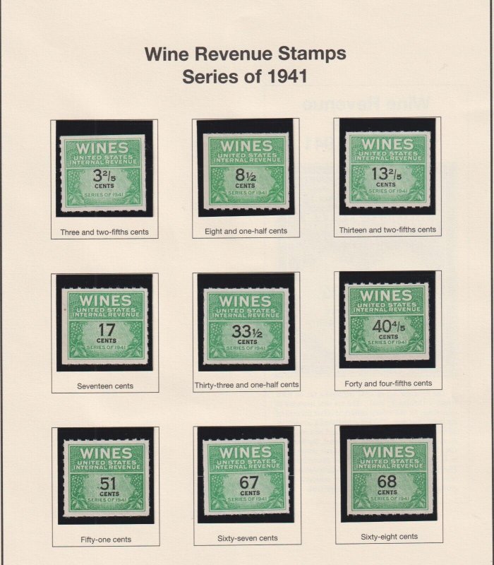 Wine Stamp Revenue collection all VF mint RE108  RE203 cv $ 400+ ! see pic !