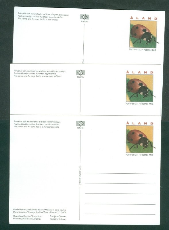 Aland. 2006. Maximum Card. # 53-54-55. Set (3 ). Insect, Beetles, Sc # 242-244.