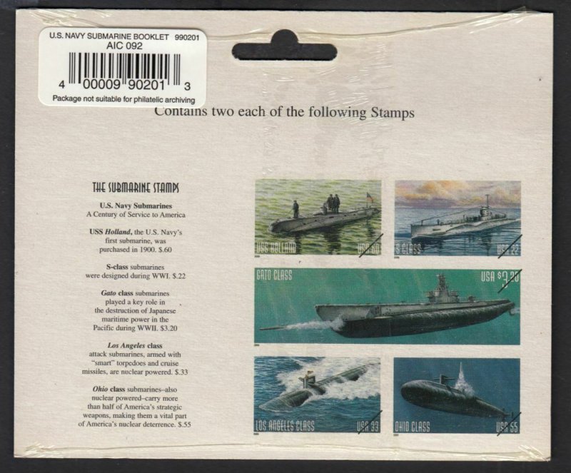 2000 BK279 SUBMARINES booklet Sc 377a Original Sealed Packaging