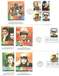 United States Scott 2445-8, 2448a Classic Films Fleetwood First Day Covers