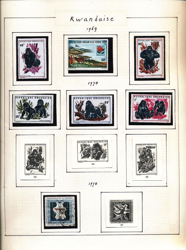 RWANDA 1967/73 Wildlife Art Birds M&U Collection Appx 70 (Au11030)