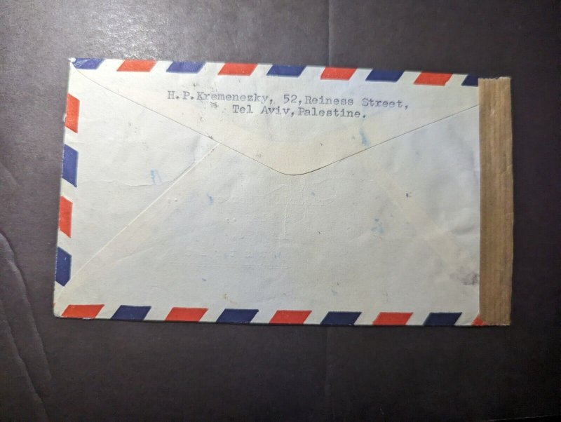 1956 Registered Palestine Airmail Cover Tel Aviv to Vienna VII Austria