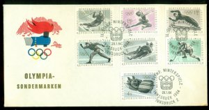 AUSTRIA SCOTT #'s 711-717 FDC, 1964 WINTER OLYMPICS, INNSBRUCK, GREAT PRICE!