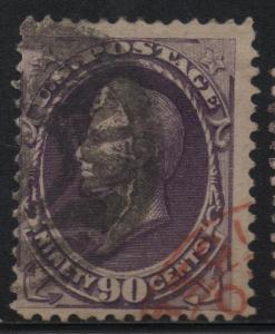 US Scott #218 Perry 90c, Sound Key Value Nice Stamp, Red London Cancel