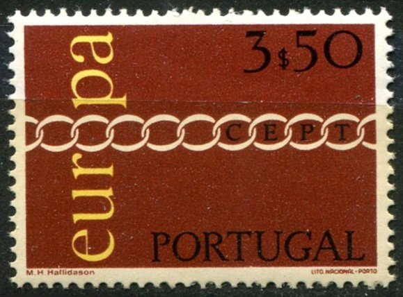 Portugal Sc#1095 MNH, 3.50e red brn, yel & blk, Europa (C.E.P.T.) 1971 - Chai...