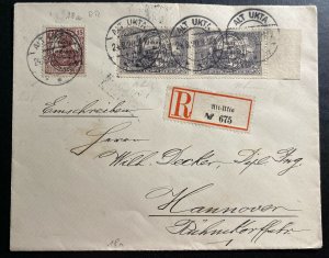 1920 Alt Ukta Olsztyn Registered Cover to Hanover Germany Versailles Treaty