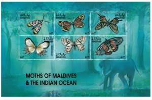 Maldives 2002 - Moths - Sheet Of 6 Stamps - Scott #2601 - MNH