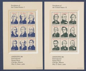 USA - Scott 2216-2219 - MNH S/S - Ameripex 86 - Presidents of the United States