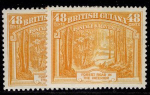 BRITISH GUIANA GVI SG314 + 314a, 48c PERF VARIETIES, M MINT.