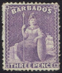 BARBADOS 1875 BRITANNIA 3D WMK CROWN CC PERF 14 