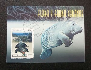 CUBA Sc# 5210  MANATEE Souvenir Sheet Flora & Fauna 2011  used / cancelled