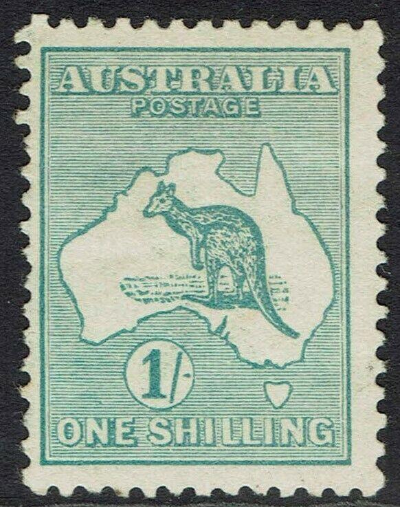 AUSTRALIA 1913 KANGAROO 1/- BLUE GREEN 1ST WMK 