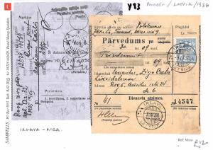 LATVIA Parcel Post Card *IRLAVA* 1936 Postal Stationery {samwells-covers}GY83