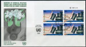 UNITED NATIONS 1991 BANNING CHEMICAL WEAPONS & DEFINITIVE IMPRINT BLOCKS FDCs